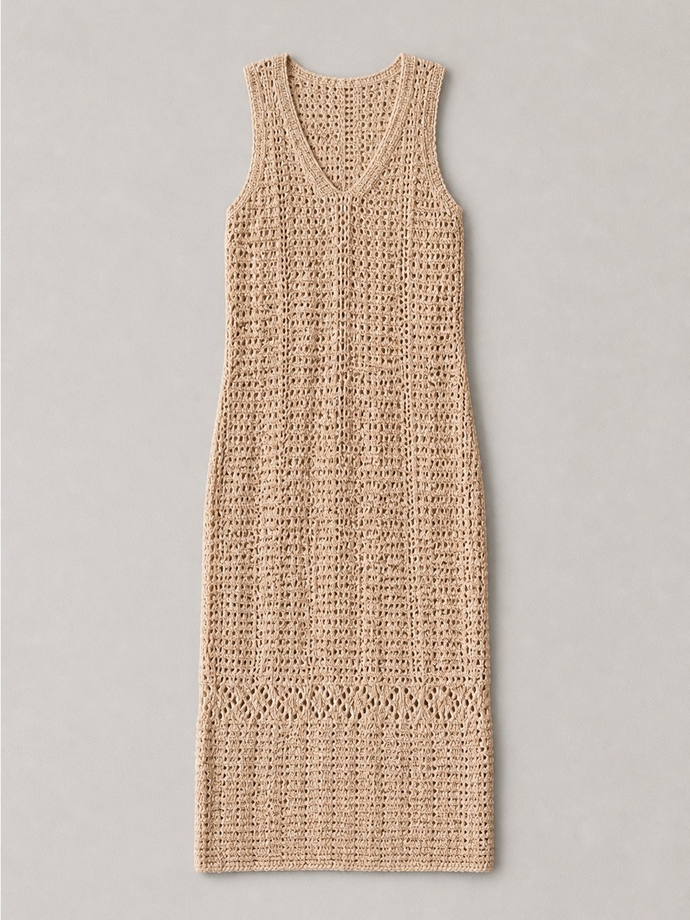 Beige Crochet Maxi Dress - Picture 2 of 3